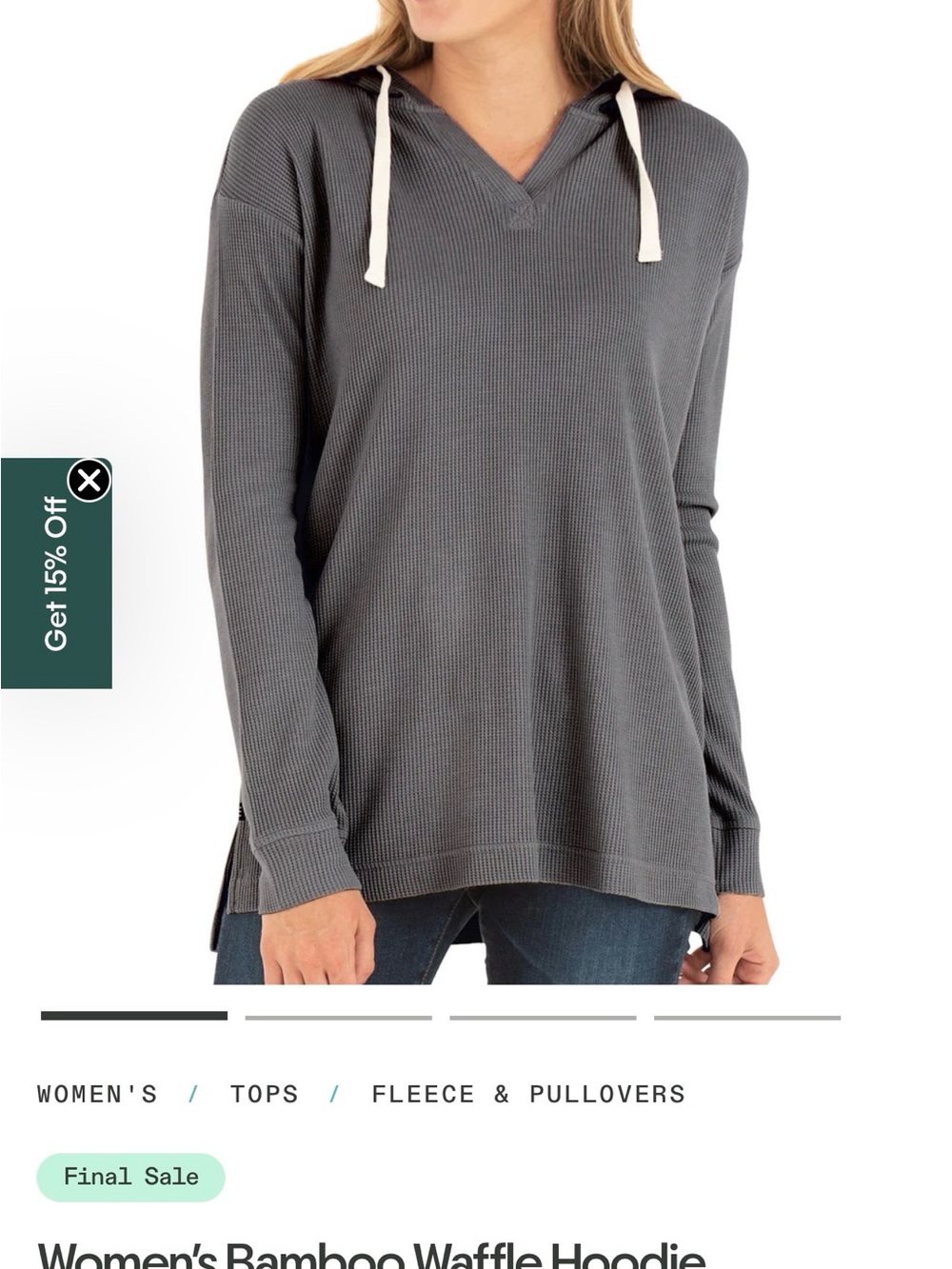 Women's Bamboo Waffle Hoodie - Dune with Cream Drawstrings